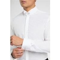 White Limehaus Mens Slim Fit Shirt, Long Sleeve, Double Cuff by Suit Direct