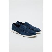 Antique Rogue Anton Navy Blue Suede Loafer by Suit Direct