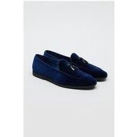 Antique Rogue Henry Navy Blue Velvet Loafer by Suit Direct