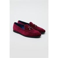 Antique Rogue Henry Burgundy Velvet Loafer by Suit Direct