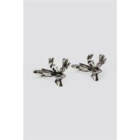 Silver Men's Suit Jacket Direct Stag's Head Cufflinks by Suit Direct