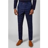 Marc Darcy Slim Fit Chigwell Blue Tweed Check Men's Suit Trousers. Navy by Suit Direct