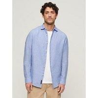 Superdry Studios Linen Long Sleeve Shirt - Light Blue