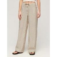 Superdry Linen Low Rise Pants - Beige