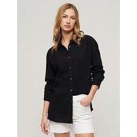 Superdry Longline Beach Shirt - Black