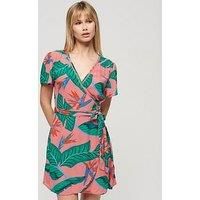 Superdry Printed Mini Wrap Dress - Pink