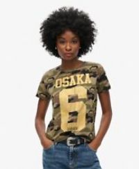 Superdry Womens Osaka 6 Camo 90'S T-Shirt Size 8