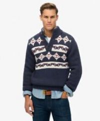 Superdry Mens Chunky Knit Patterned Henley Jumper