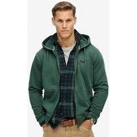 Superdry Essential Logo Washed Zip Hoodie - Dark Green