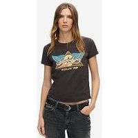 Superdry 70S Rock Band Cap Sleeve T-Shirt - Black