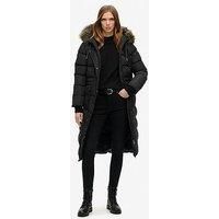 Superdry Everest Faux Fur Longline Jacket XS Black