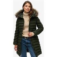 Superdry  FUJI HOODED MID FAUSSE FOURRURE  women's Jacket in Kaki