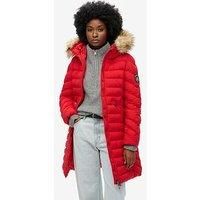 Superdry Womens Fuji Mid Puffer Jacket Heavyweight Red 8