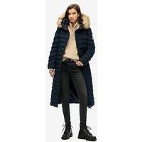 Superdry Fuji Faux Fur Longline Jacket XS Blue