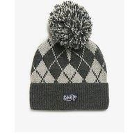 Superdry Argyle Knitted Bobble Beanie Hat - Grey