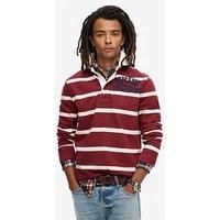 Superdry Vintage Athletic Long Sleeve Rugby Polo Shirt - Red