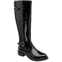 Ravel Eildon Leather Knee High Boot - Black Crinkle