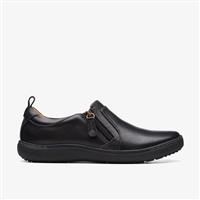 Ladies Clarks 'Nalle Lilac' Black Leather Casual Shoes - E Fitting