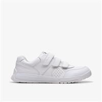 Clarks CICA Star Orb Youth Leather Trainers in White Wide Fit Size 3