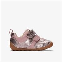 Clarks Tiny Sky Toddler Leather Shoes in Dusty Pink Wide Fit Size 2.5