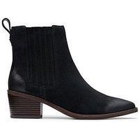 Clarks Morzine Top Suede Ankle Boot - Black