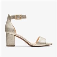 Clarks Deva Mae Leather Sandals In Champagne Wide Fit Size 4