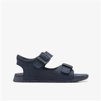 Clarks Baha Beach K Leather Sandals In Navy Wide Fit Size 8