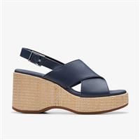 Clarks Manon Wish Leather Sandals In Navy Standard Fit Size 4