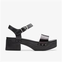 Clarks Sivanne Bay Platform Mid Heel Sandals - Black