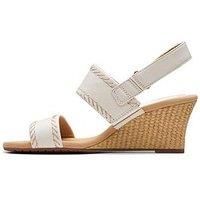 Clarks Kyarra Rose Wide Fitting Leather Wedged Heel Sandals - White