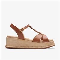 Clarks Kimmei Twist Leather Sandals In Tan Standard Fit Size 6.5