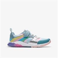 Clarks Tidal Star K Girls Aqua Rainbow Trainer