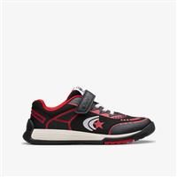 Clarks Cicastarflexk Textile Trainers in Black/Red Standard Fit Size 11