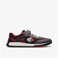 Clarks Cicastarflexy Textile Trainers in Black/Red Standard Fit Size 3