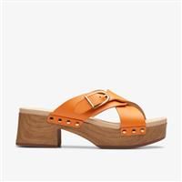 Clarks Sivanne Walk Open Toe Leather Clogs - Orange