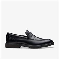 MENS CLARKS ALDWIN STEP BLACK LEATHER LOAFER STYLE  SHOES