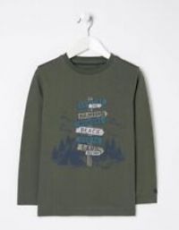 Fat Face Wilderness Graphic T-Shirt Khaki Green Size 3-4 Years