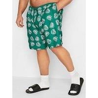 BadRhino Big & Tall Leaf Print Swim Shorts