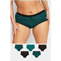 Yours Curve Women's Plus Size 5 Pack Leaf Print Full Briefs