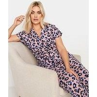 Yours Curve Women's Plus Size Leopard Print Button Through Pyjama Set