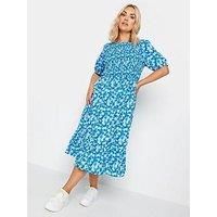 Yours Curve Women's Plus Size Floral Print Shirred Midaxi Dress