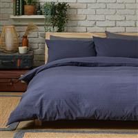 Habitat Stripe Seersucker Navy Bedding Set - Single