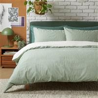 Habitat Seersucker Gingham Woven Green Bedding Set- Single