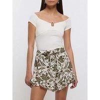 River Island Flippy Hem Shorts - Khaki