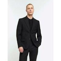 River Island Plain Single Breasted Slim Suit Jacket - Black