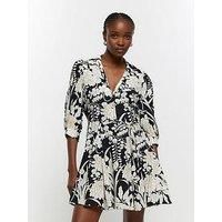 River Island Mini Godet Shirt Dress - Black