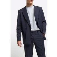 River Island Herringbone Suit Trousers - Dark Grey