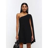 River Island Chiffon Mix Cape Jersey Dress - Black