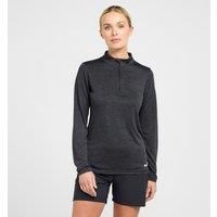 Women's Long Sleeved Zipped Active T-Shirt, Black