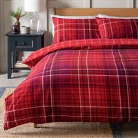 Habitat Brushed Cotton Red Check Bedding Set - King size